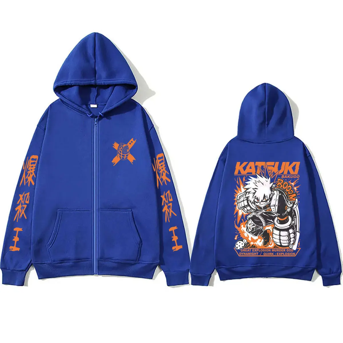 Anime My Hero Academia Bakugou Katsuki Zipper Hoodie Men Women Casual Oversized Zip Up Jacket Coat Male Cartoon Harajuku Hoodies