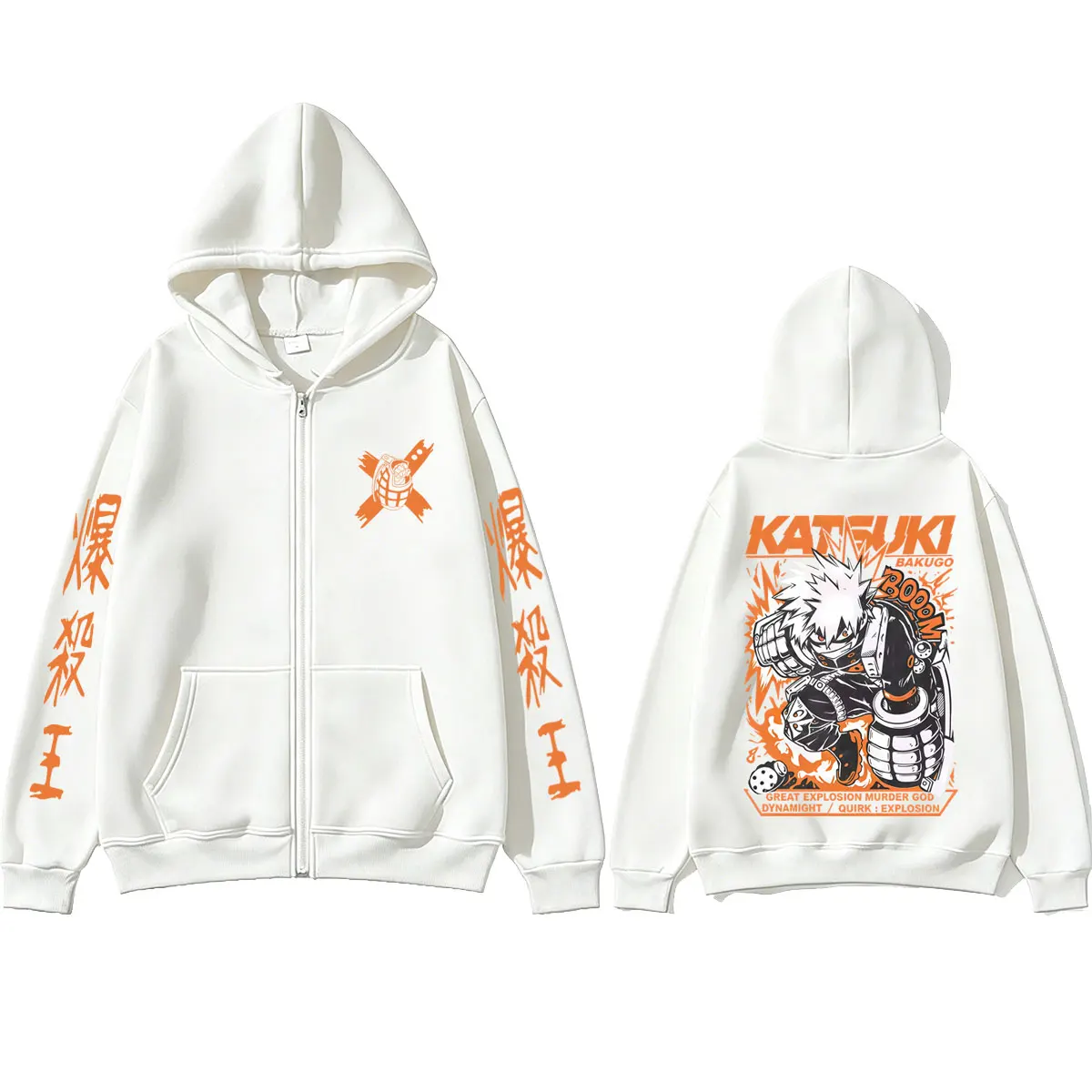 Anime My Hero Academia Bakugou Katsuki Zipper Hoodie Men Women Casual Oversized Zip Up Jacket Coat Male Cartoon Harajuku Hoodies
