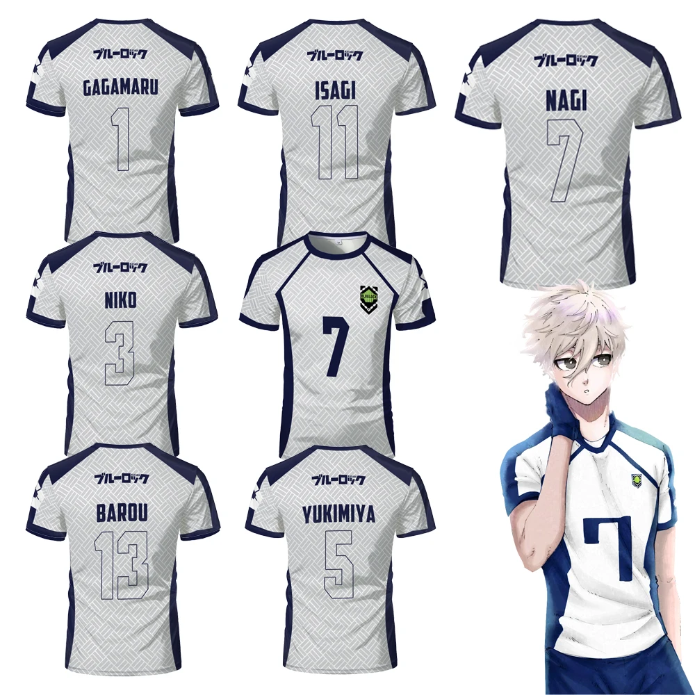 Janpanese Anime Jersey Nagi Seishiro Niko Ikki 3D Print T-Shirt Men Women Short Sleeve Soccer Sportswear Cosplay Costume Top Tee
