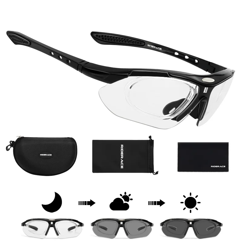 RIDERACE Cycling Sunglasses Photochromic Sun Glasses MTB Mountain Bike Eyewear Sports Cycle Road Bicycle Goggles