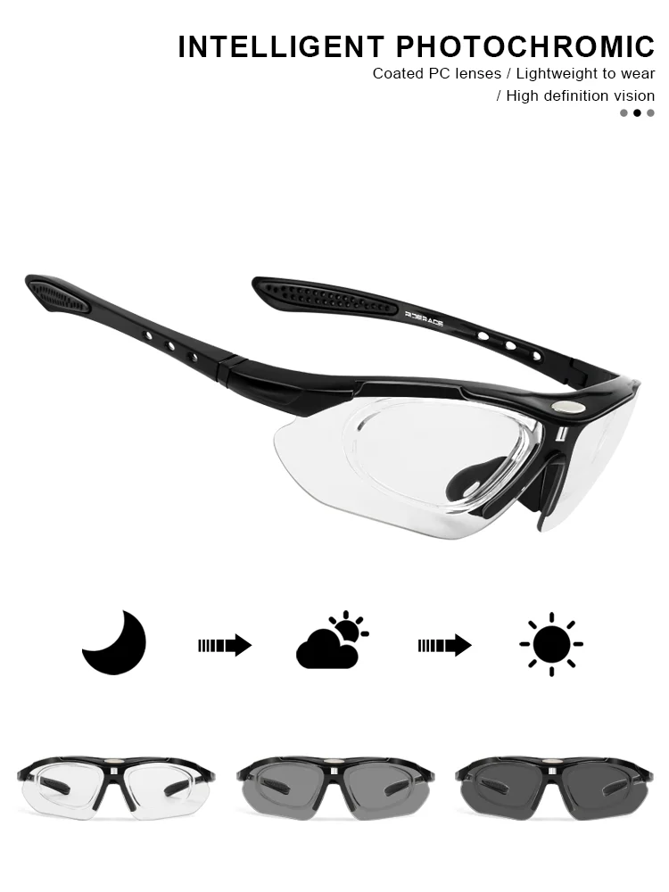 RIDERACE Cycling Sunglasses Photochromic Sun Glasses MTB Mountain Bike Eyewear Sports Cycle Road Bicycle Goggles