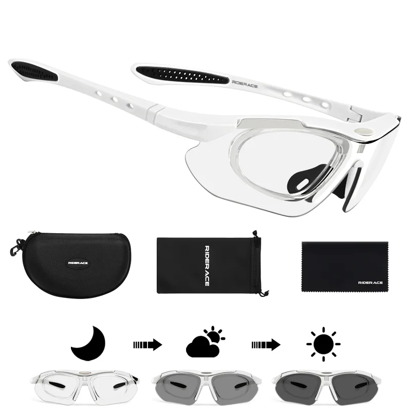 RIDERACE Cycling Sunglasses Photochromic Sun Glasses MTB Mountain Bike Eyewear Sports Cycle Road Bicycle Goggles