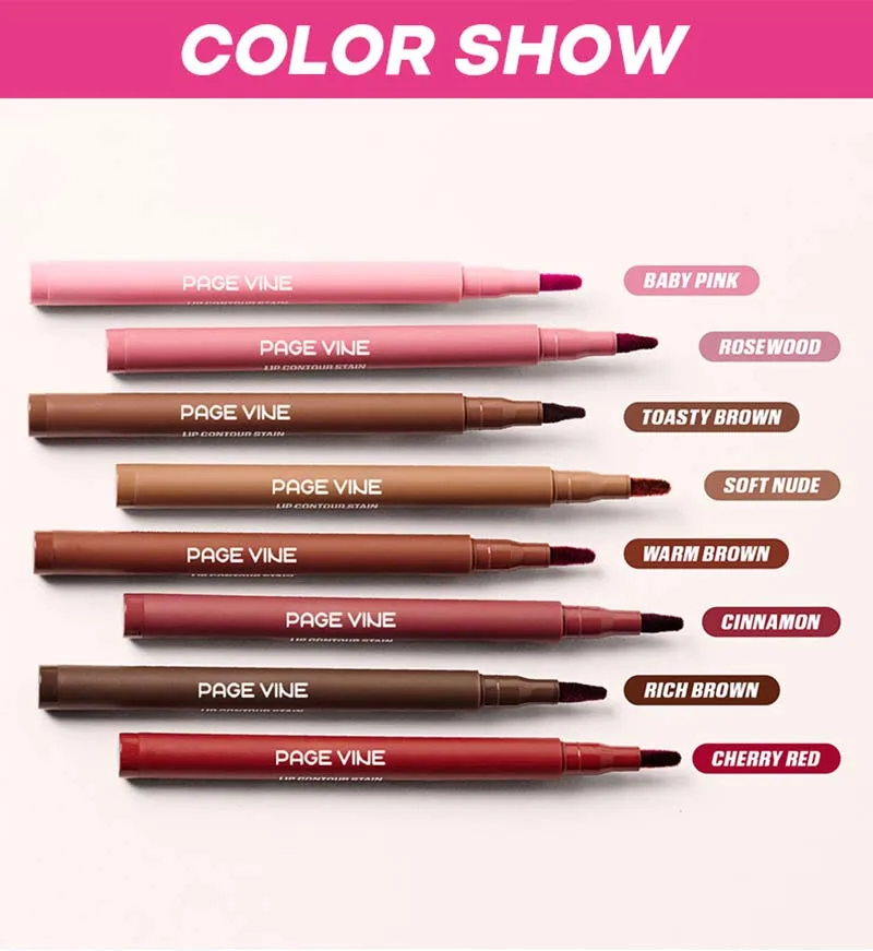 Velvet Brown Lip Liner Pencil Nude Matte Waterproof Non-stick Cup Cherry Red Lip Liner Lip Contour Pen Lipstick Makeup For Woman