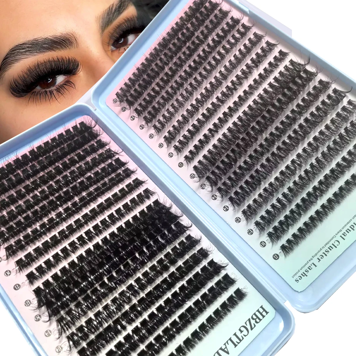 HBZGTLAD 32rows Fluffy Thick Eyelash Clusters Wispy Individual Lashes 30D-100D Mix Eyelash Extensions False Eyelashes
