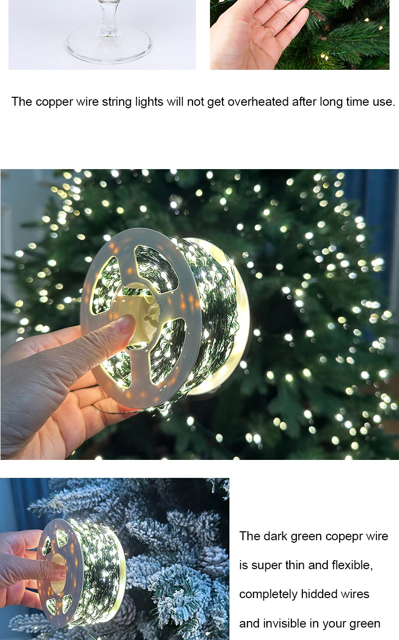 Twinkle Star Christmas Tree Decoration Fairy Lights Green Copper Wire 30M 50M 100M 120M 200M 300M Plug in Garland String Light