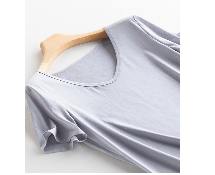 Summer Short Sleeve T-Shirt Women Tee Shirts Real Silk Linen Cotton T Shirt Women's Casual Tees V-neck Woman Tshirt Solid Tops