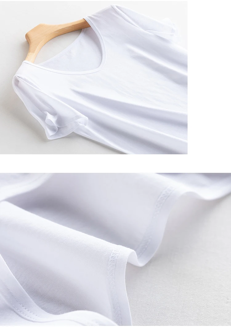 Summer Short Sleeve T-Shirt Women Tee Shirts Real Silk Linen Cotton T Shirt Women's Casual Tees V-neck Woman Tshirt Solid Tops