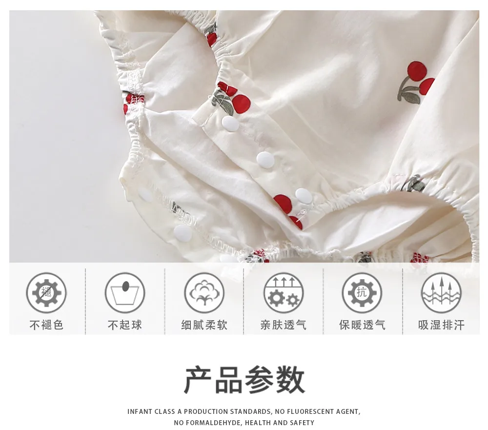 Summer newborn baby girls clothes lace cherry jumpsuit sets for infant girls cloth baby 1st birthday princess rompers coats sets
