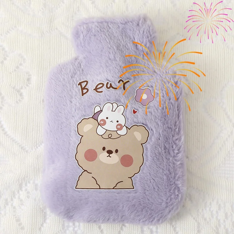 Kawaii Hot Water Bags Cute Plush Rubber Hand and Foot Belly Warmer Explosion-proof Hot Water Bottles for Women Period Pain