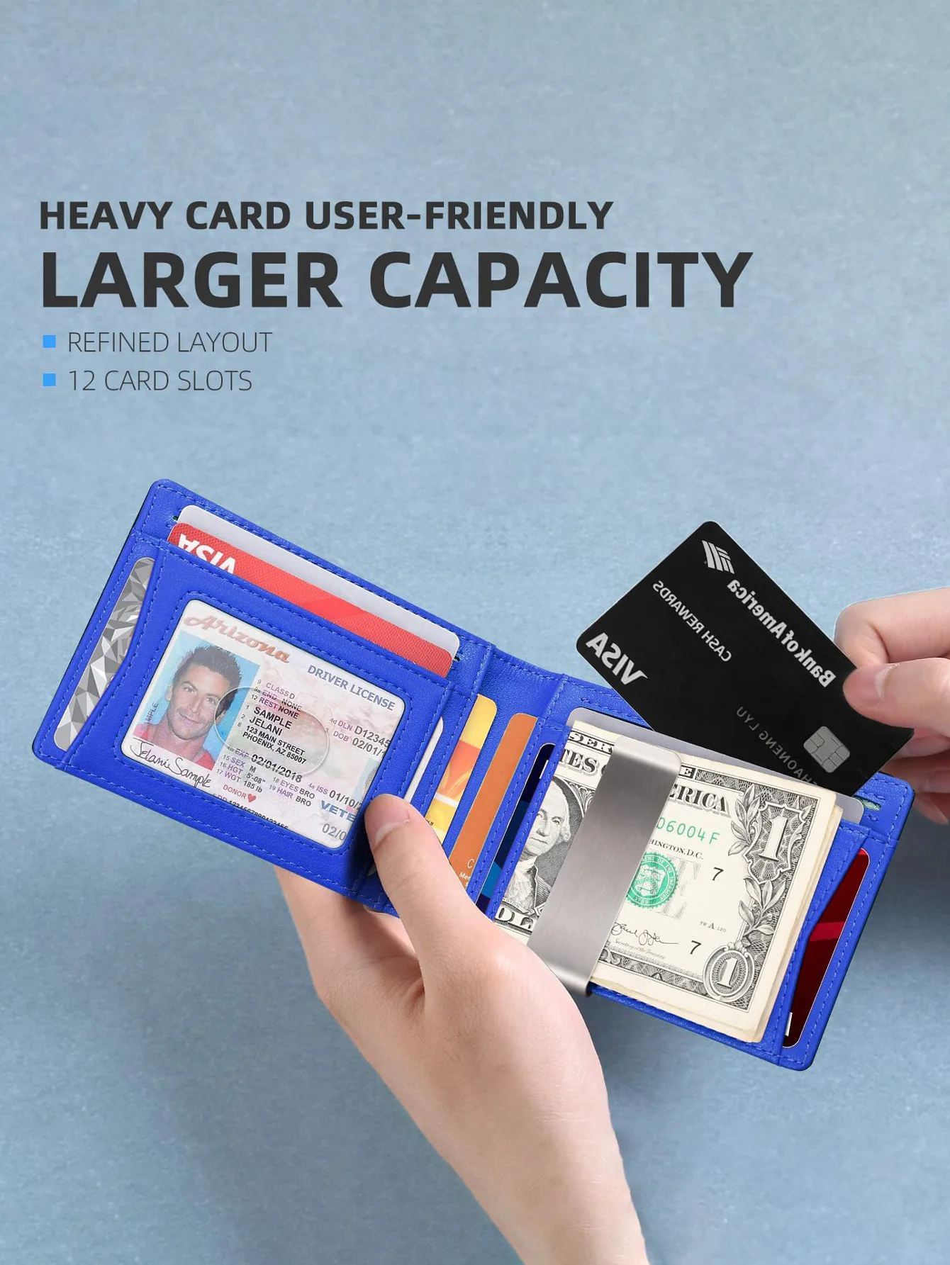 Homefish Anti‑RFID Blocking Carbon Fiber Leather Men's Bifold Wallet Slim Money Clip ID Credit Card Holder