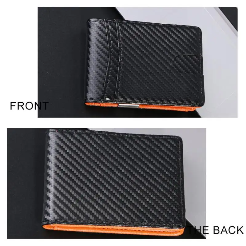 Homefish Anti‑RFID Blocking Carbon Fiber Leather Men's Bifold Wallet Slim Money Clip ID Credit Card Holder