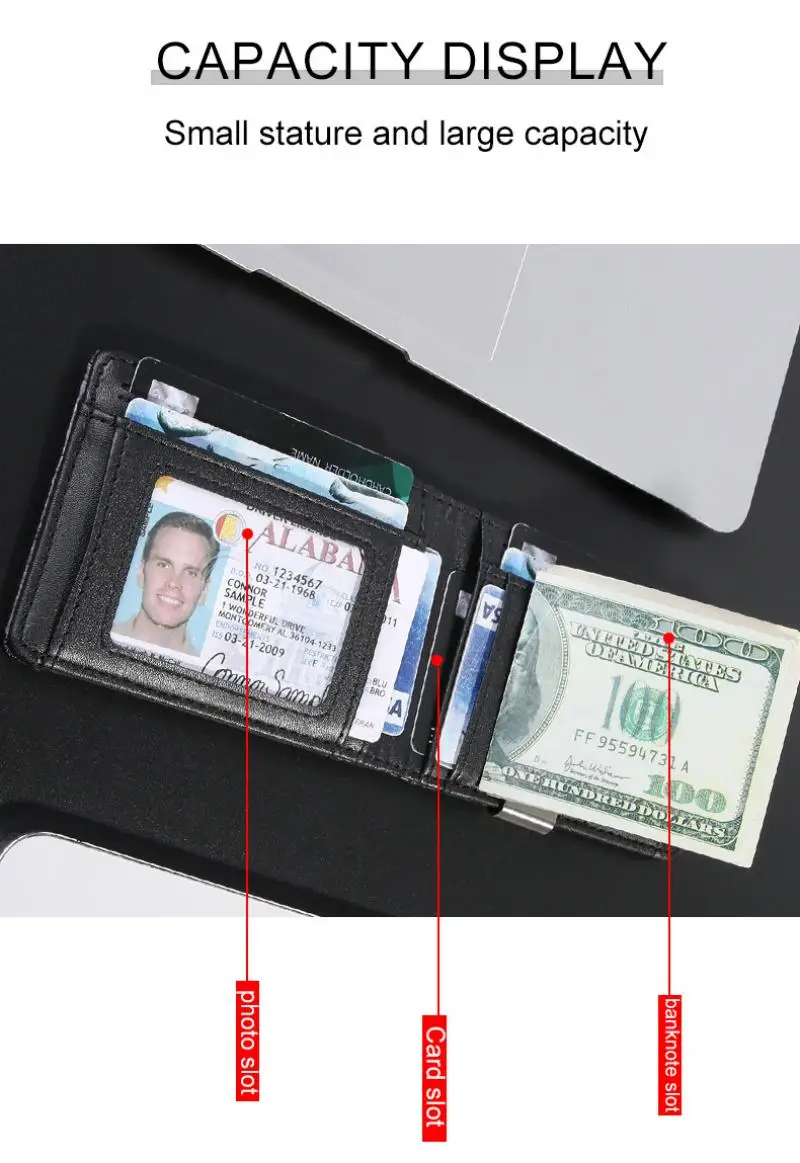 Homefish Anti‑RFID Blocking Carbon Fiber Leather Men's Bifold Wallet Slim Money Clip ID Credit Card Holder