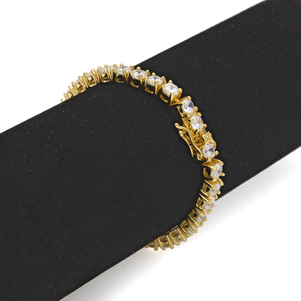 UWIN Black Color Tennis Chain Bracelet Round Cubic Zirconia AAA CZ Tennis Link Wrist Bracelets Hip Hop Jewelry for Rappers