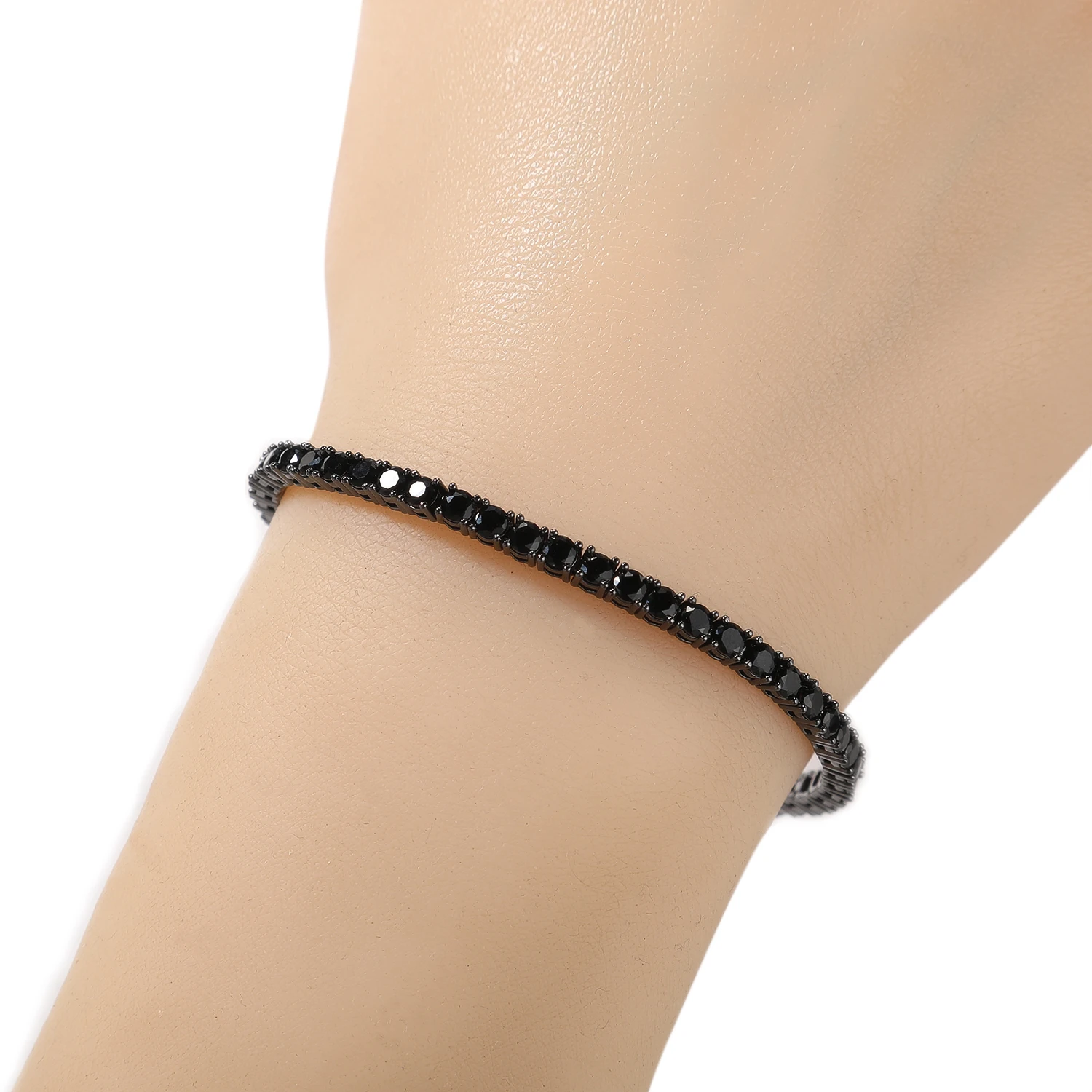 UWIN Black Color Tennis Chain Bracelet Round Cubic Zirconia AAA CZ Tennis Link Wrist Bracelets Hip Hop Jewelry for Rappers
