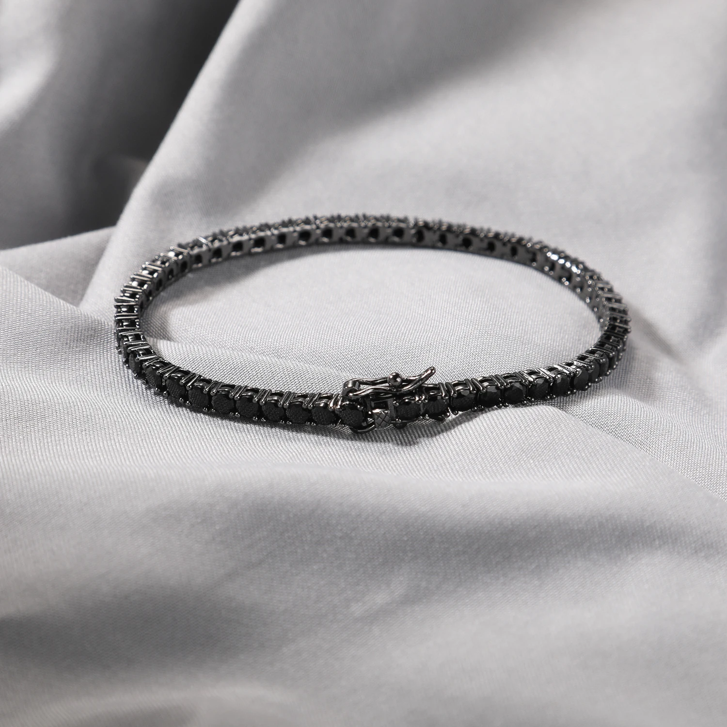 UWIN Black Color Tennis Chain Bracelet Round Cubic Zirconia AAA CZ Tennis Link Wrist Bracelets Hip Hop Jewelry for Rappers