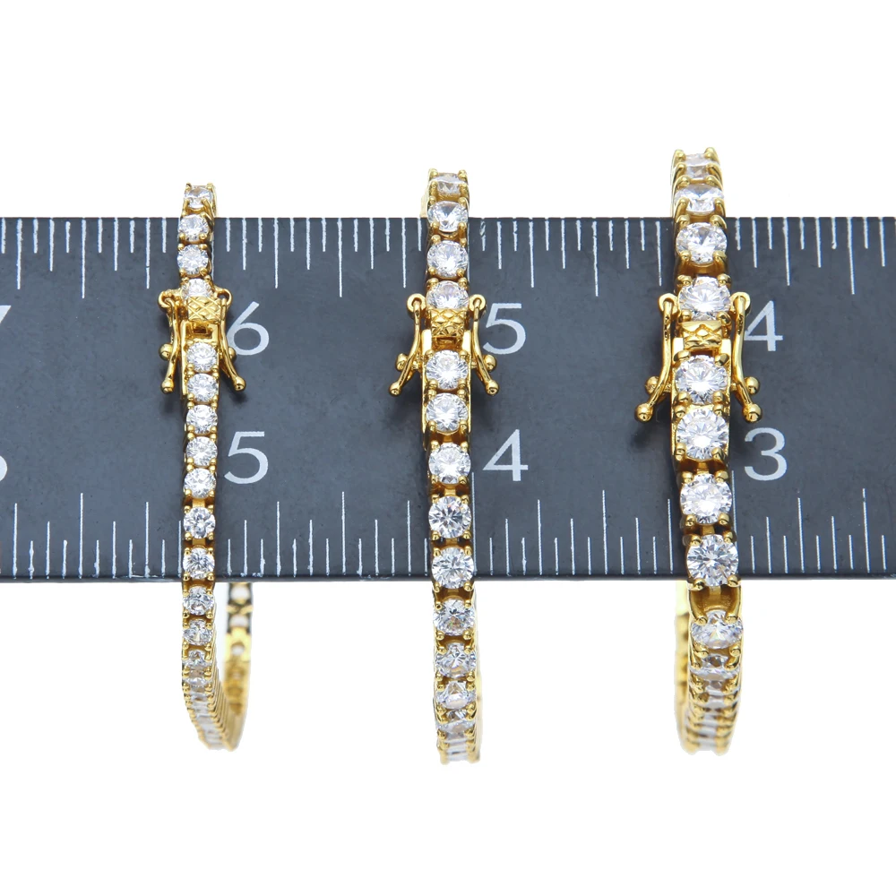 UWIN Black Color Tennis Chain Bracelet Round Cubic Zirconia AAA CZ Tennis Link Wrist Bracelets Hip Hop Jewelry for Rappers