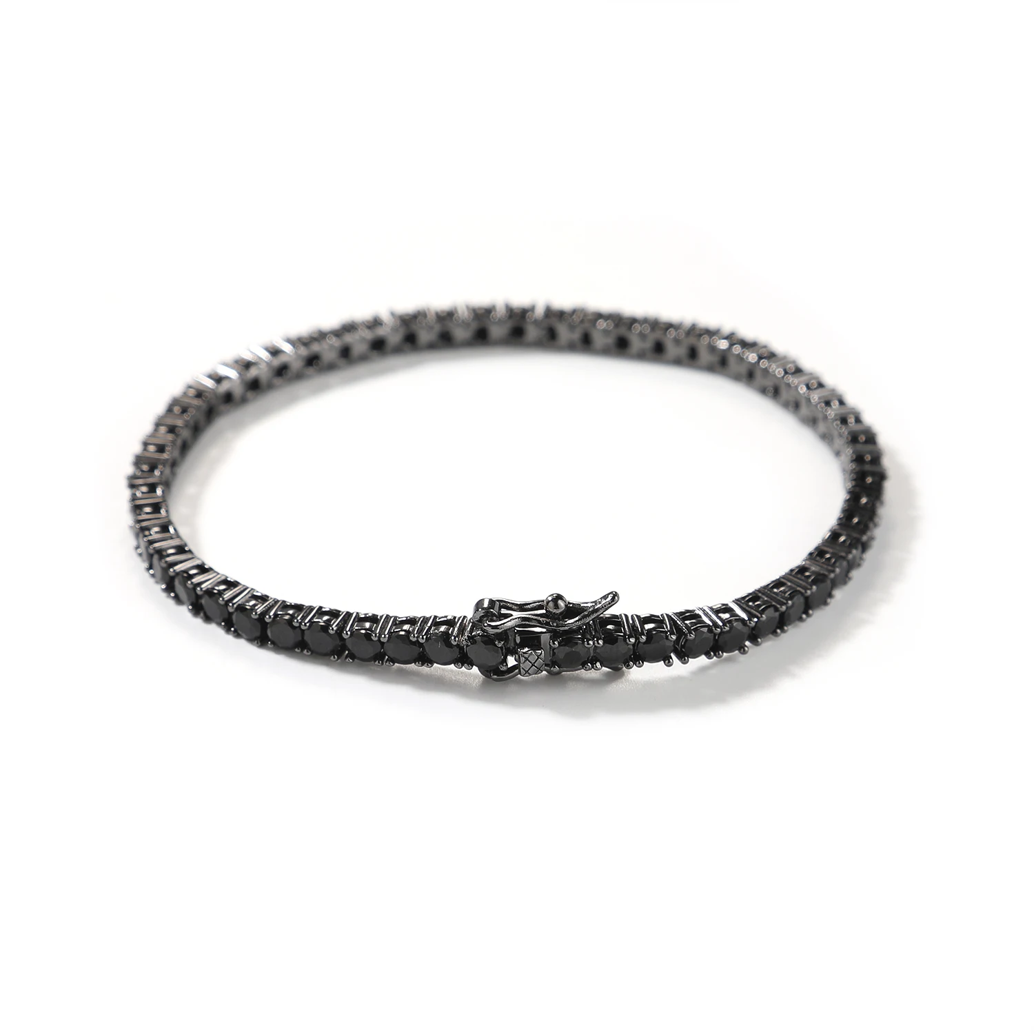 UWIN Black Color Tennis Chain Bracelet Round Cubic Zirconia AAA CZ Tennis Link Wrist Bracelets Hip Hop Jewelry for Rappers