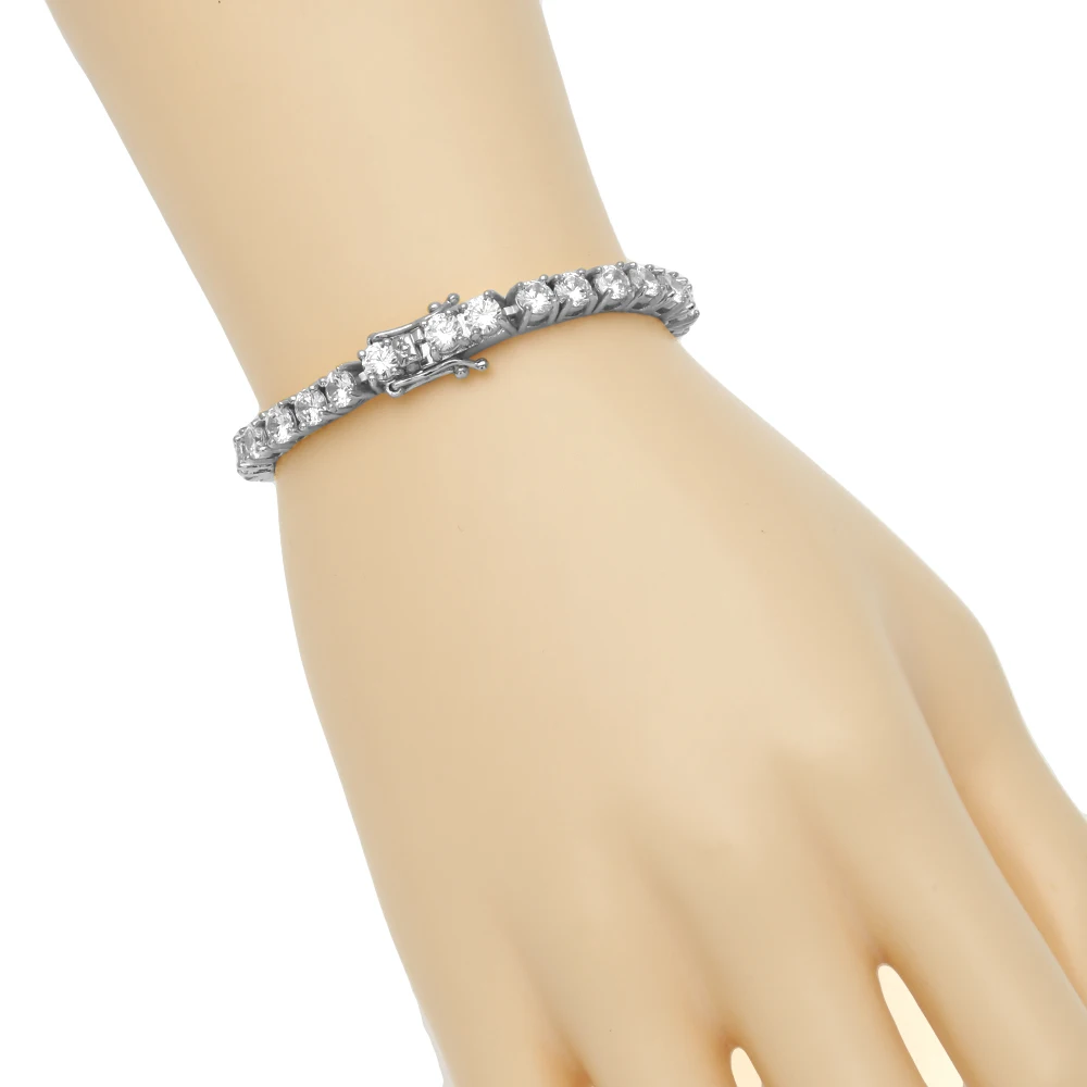 UWIN Black Color Tennis Chain Bracelet Round Cubic Zirconia AAA CZ Tennis Link Wrist Bracelets Hip Hop Jewelry for Rappers