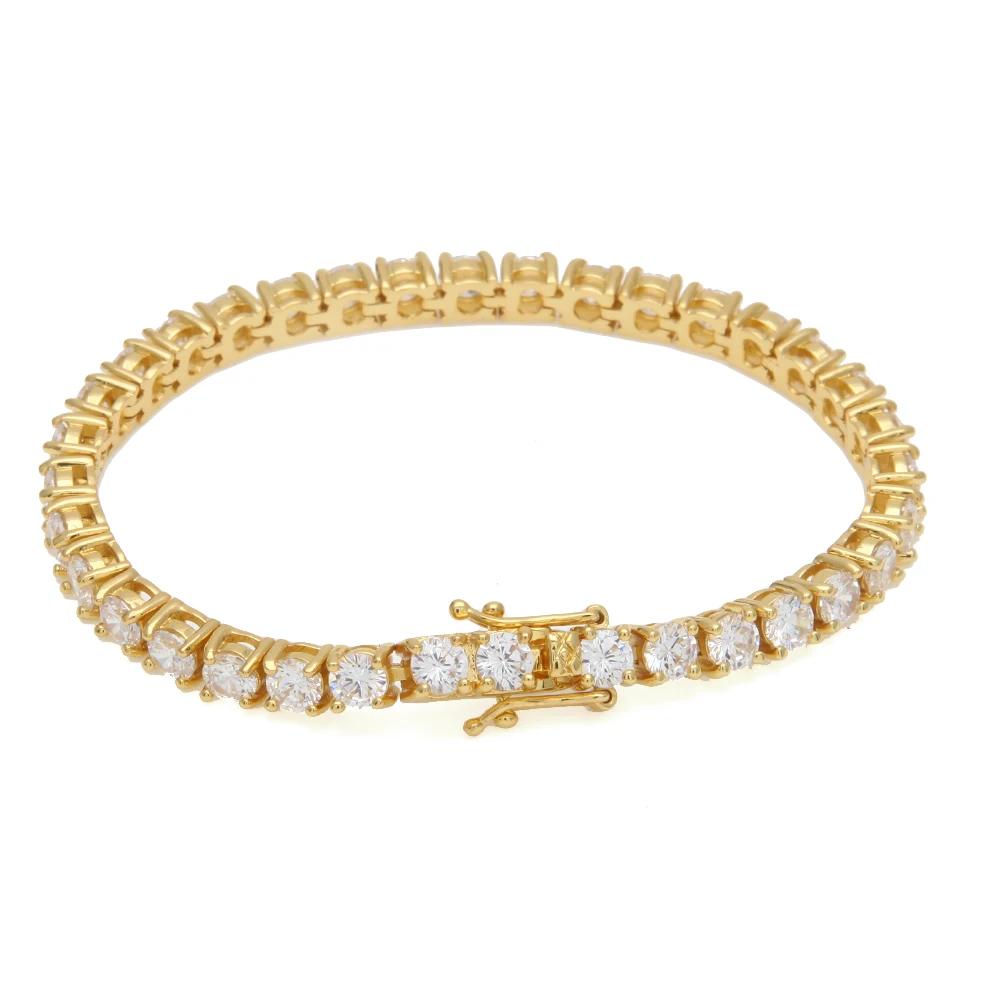 UWIN Black Color Tennis Chain Bracelet Round Cubic Zirconia AAA CZ Tennis Link Wrist Bracelets Hip Hop Jewelry for Rappers