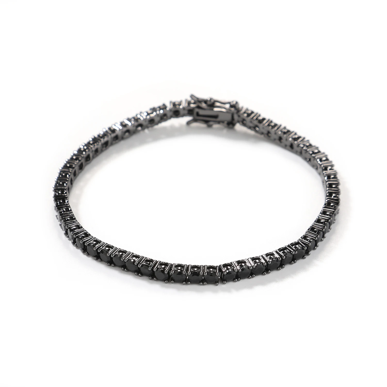UWIN Black Color Tennis Chain Bracelet Round Cubic Zirconia AAA CZ Tennis Link Wrist Bracelets Hip Hop Jewelry for Rappers