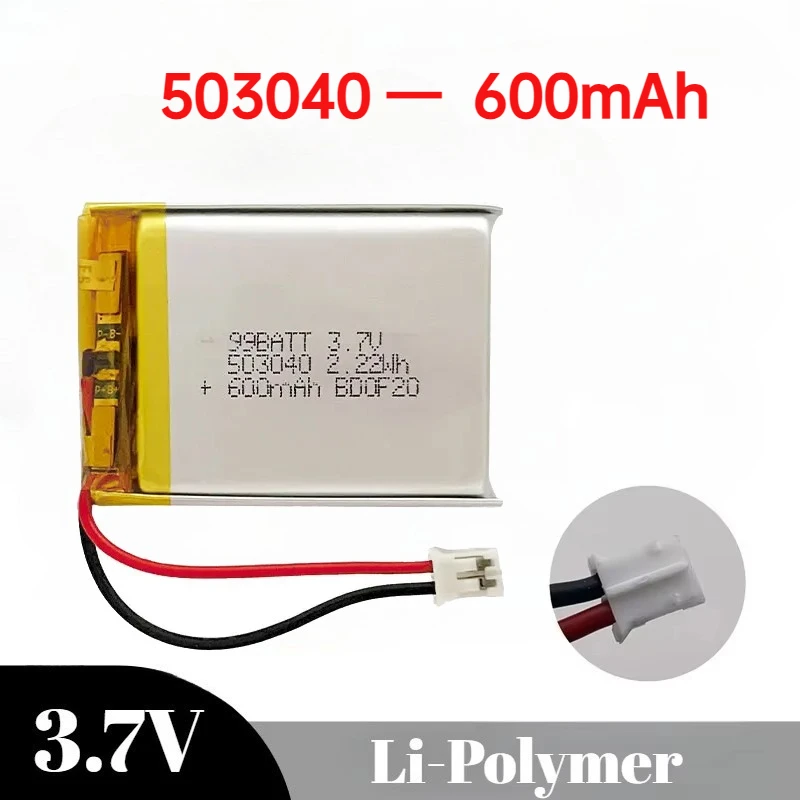 3.7V 600mAh LIPO Batteries 503040 053040 Li-Ion Polymer Lithium Battery for Speaker Radio VCR LED Light GPS Rechargeable Cells