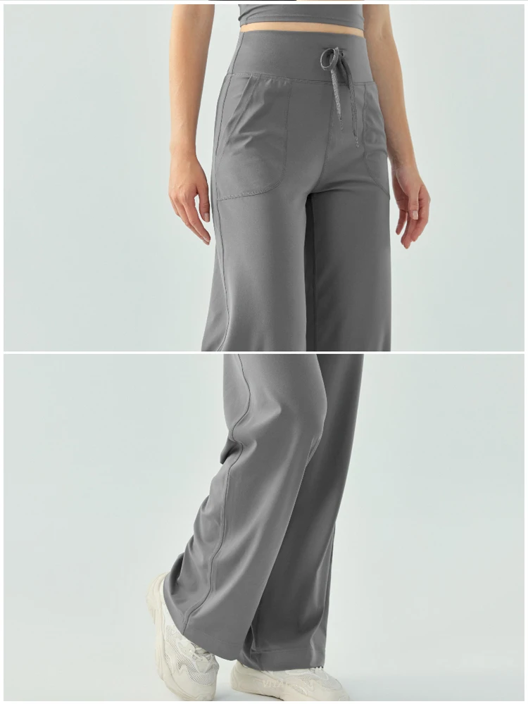 Yoga Pants Women Wide Leg Pants with Pockets High Waist Stretch Work Dress Pants Buttery Soft Casual Lounge Sweatpants Comfy