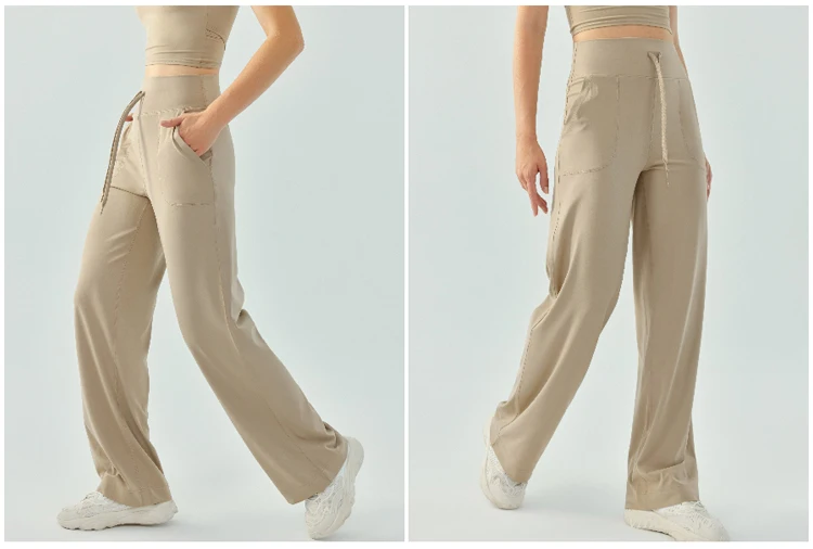 Yoga Pants Women Wide Leg Pants with Pockets High Waist Stretch Work Dress Pants Buttery Soft Casual Lounge Sweatpants Comfy
