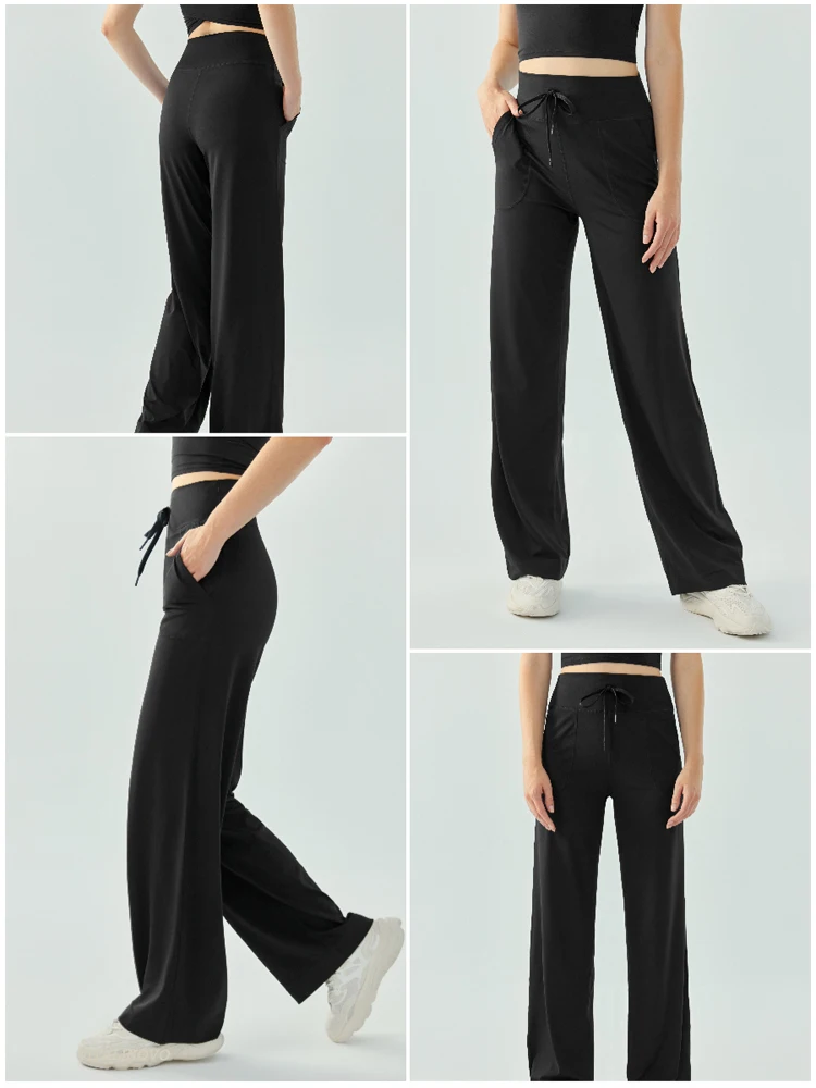 Yoga Pants Women Wide Leg Pants with Pockets High Waist Stretch Work Dress Pants Buttery Soft Casual Lounge Sweatpants Comfy