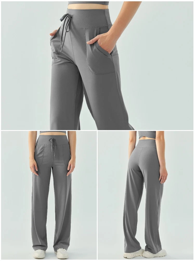 Yoga Pants Women Wide Leg Pants with Pockets High Waist Stretch Work Dress Pants Buttery Soft Casual Lounge Sweatpants Comfy