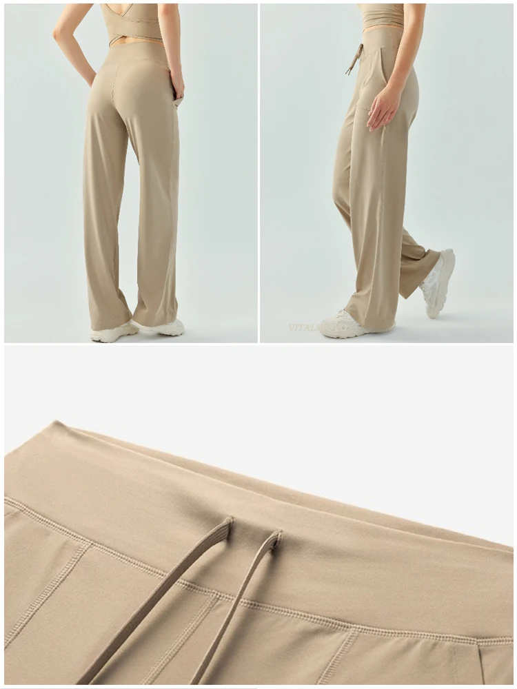 Yoga Pants Women Wide Leg Pants with Pockets High Waist Stretch Work Dress Pants Buttery Soft Casual Lounge Sweatpants Comfy