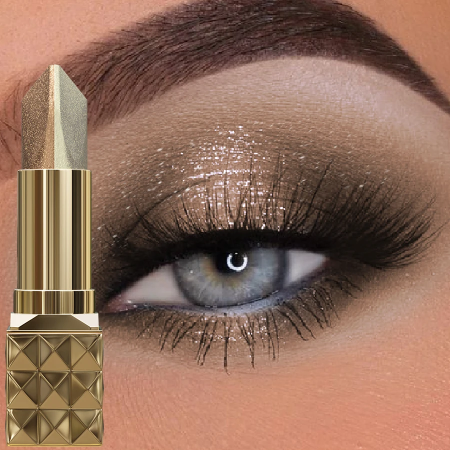 Two Color Eye Shadow Stick Shimmer Glitter Brown Color Dimensional Natural Without Taking Off Makeup Eye Cosmetic for Women Gift