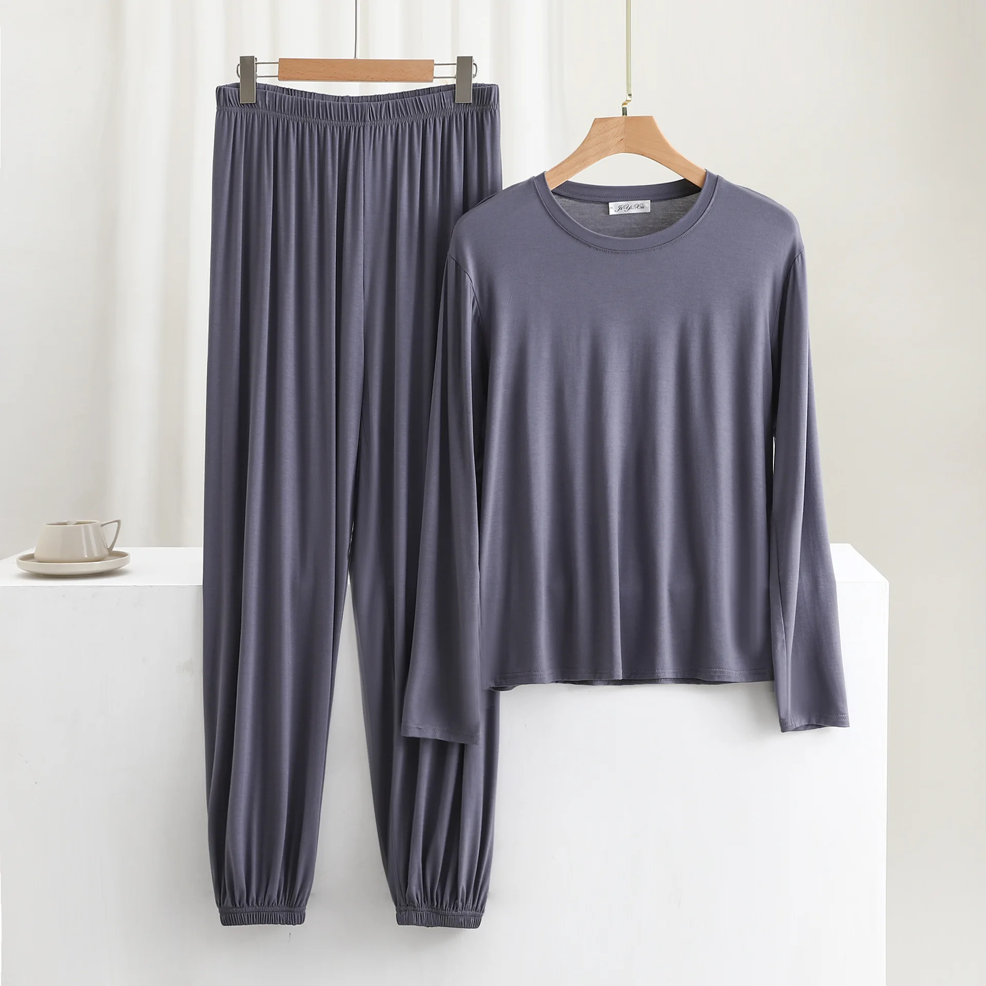 3XL-6XL Pijamas De Hombre New Soft Modal Sleepwear Men Nightwear Set Spring Autumn Winter Long Sleeve Pant Pajamas Man Home Wear