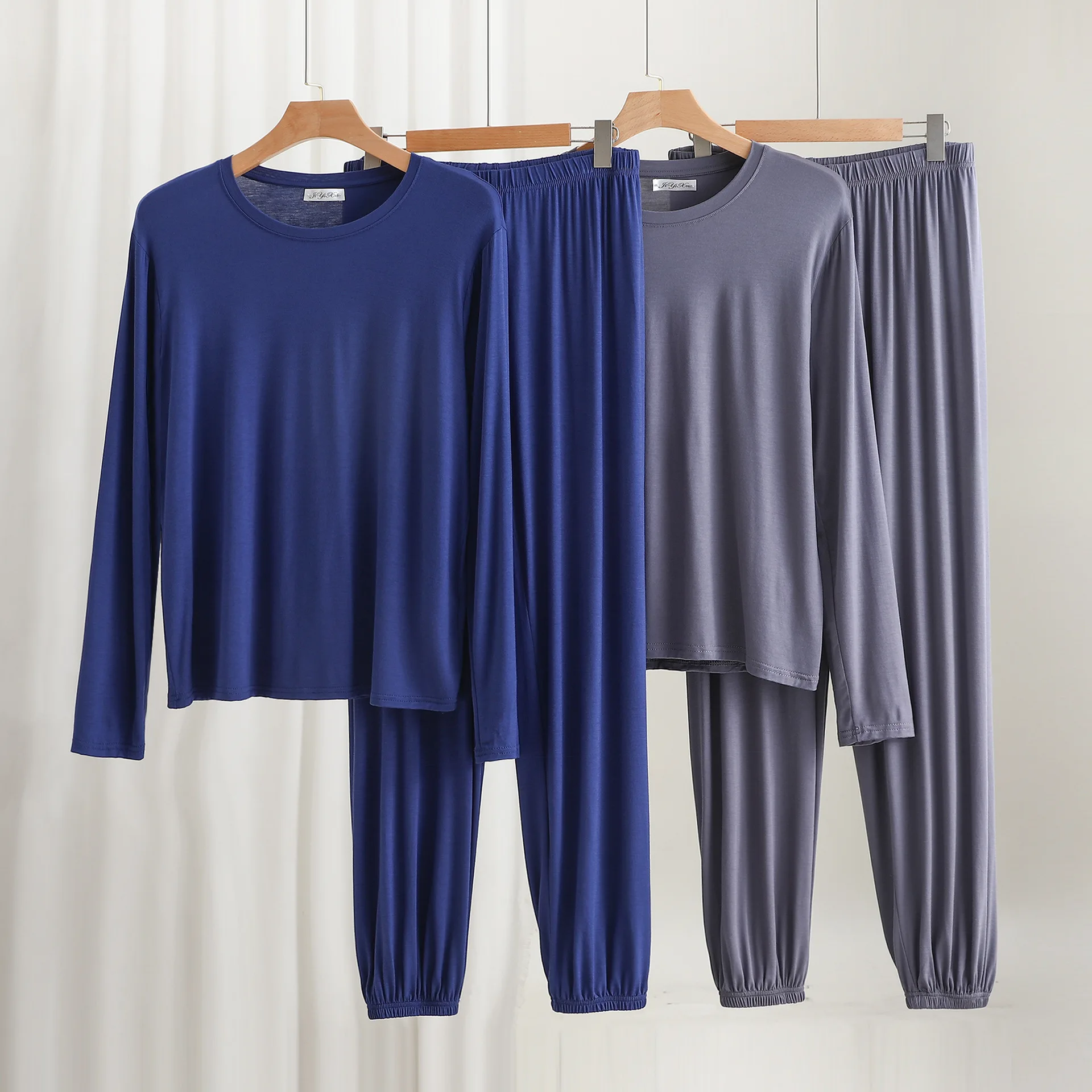 3XL-6XL Pijamas De Hombre New Soft Modal Sleepwear Men Nightwear Set Spring Autumn Winter Long Sleeve Pant Pajamas Man Home Wear