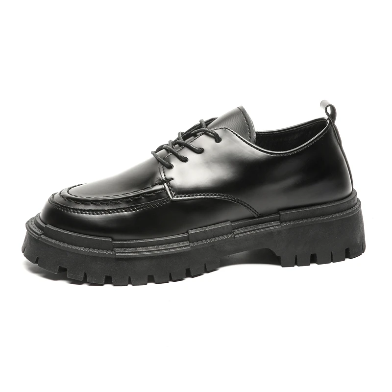 Fashion Thick Sole Leather Shoes Men Casual Shoes Classic Business Men Dress Shoes Breathable Lace-Up Handmade Shoes Moccasins