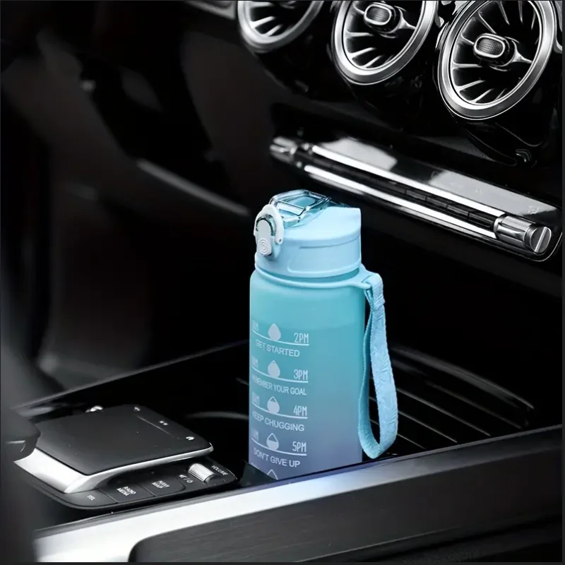 700ml Inspirational Outdoor Sports Water Cup With Time Scale And Drop-Resistant Lid - Portable And Fashionable