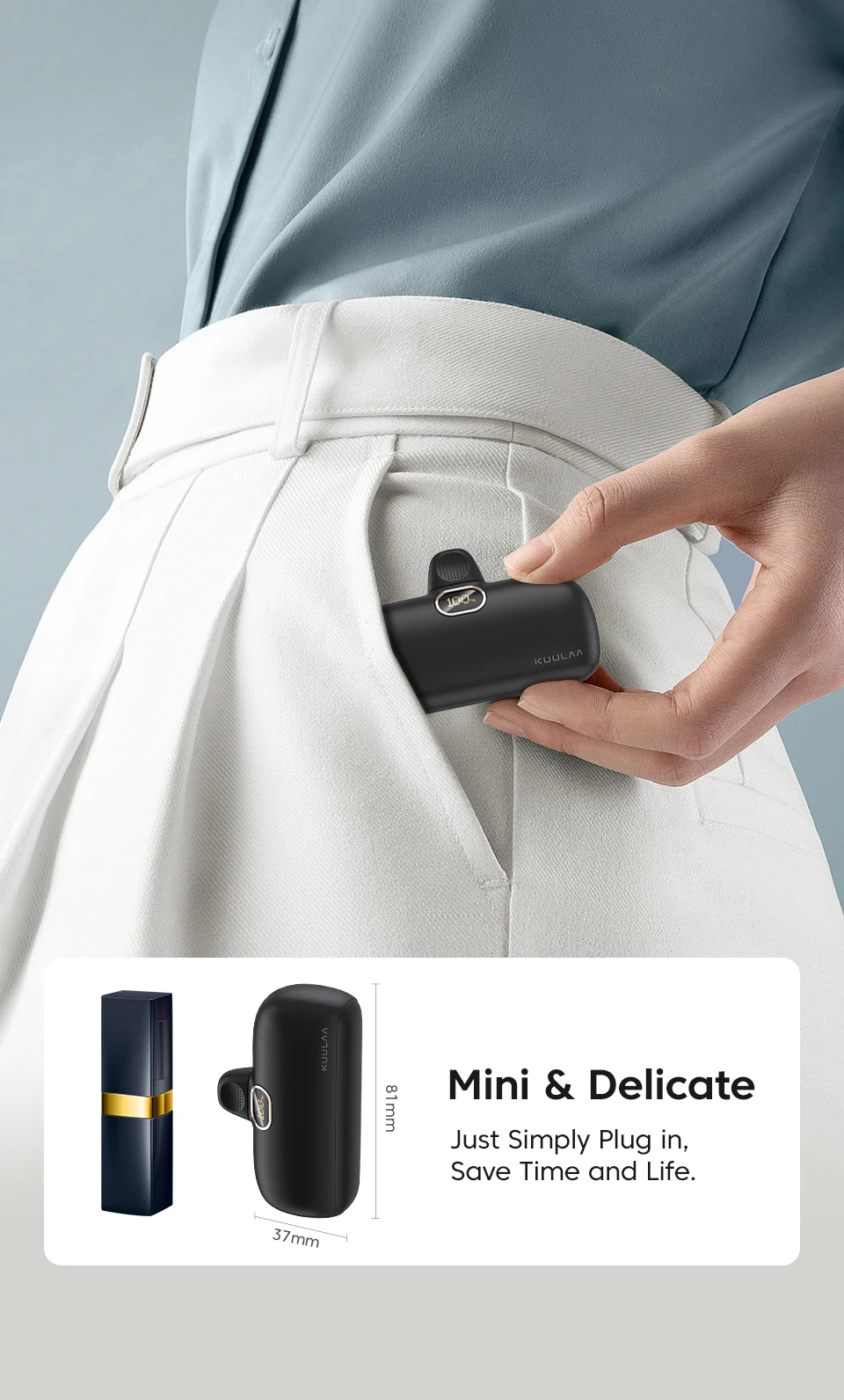 KUULAA Mini Power Bank 5000mAh PowerBank QC PD Fast Charging For iPhone 15 14 13 Batterie Externe Portable Charger For Xiaomi Mi
