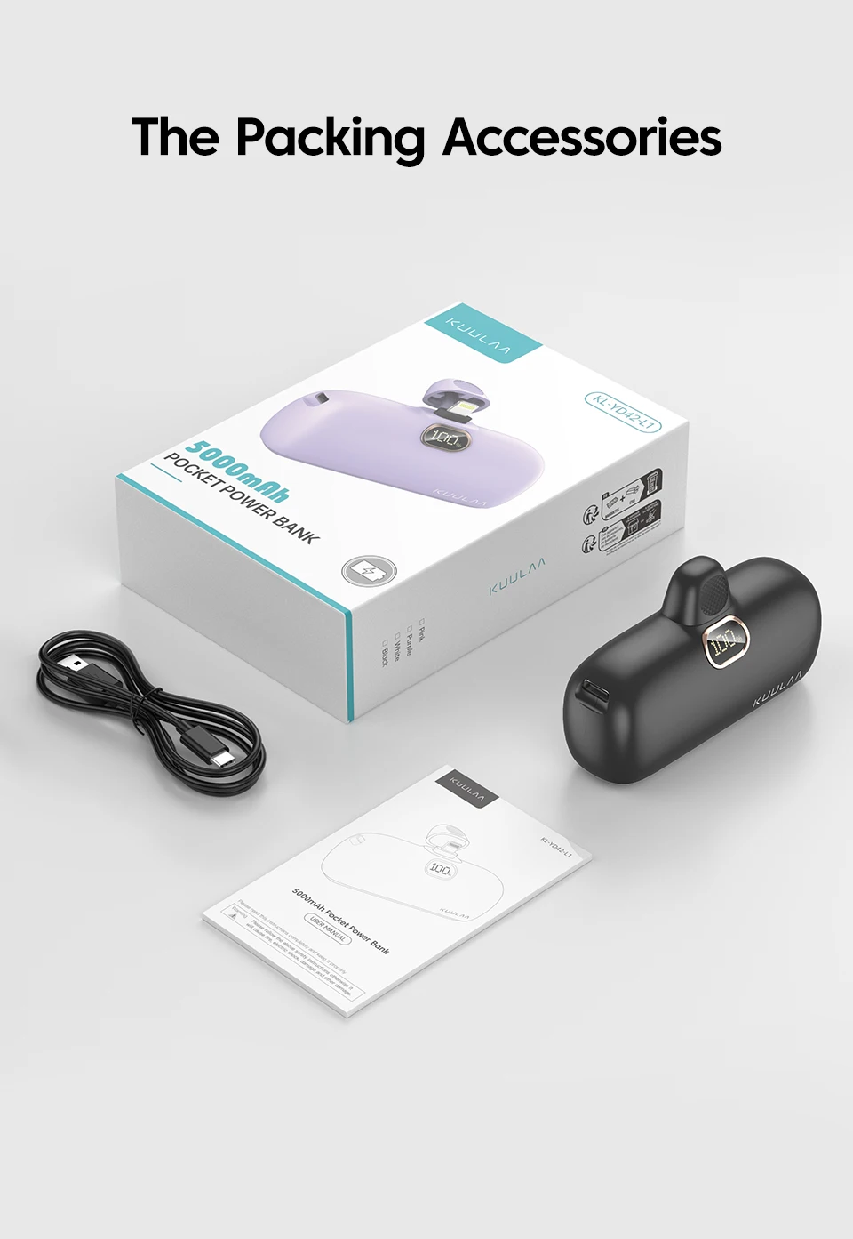 KUULAA Mini Power Bank 5000mAh PowerBank QC PD Fast Charging For iPhone 15 14 13 Batterie Externe Portable Charger For Xiaomi Mi