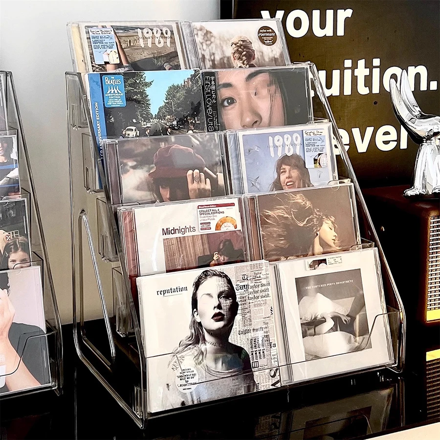 CD rack, album storage box, vinyl record, mini disc collection display rack, CD tape, transparent storage rack