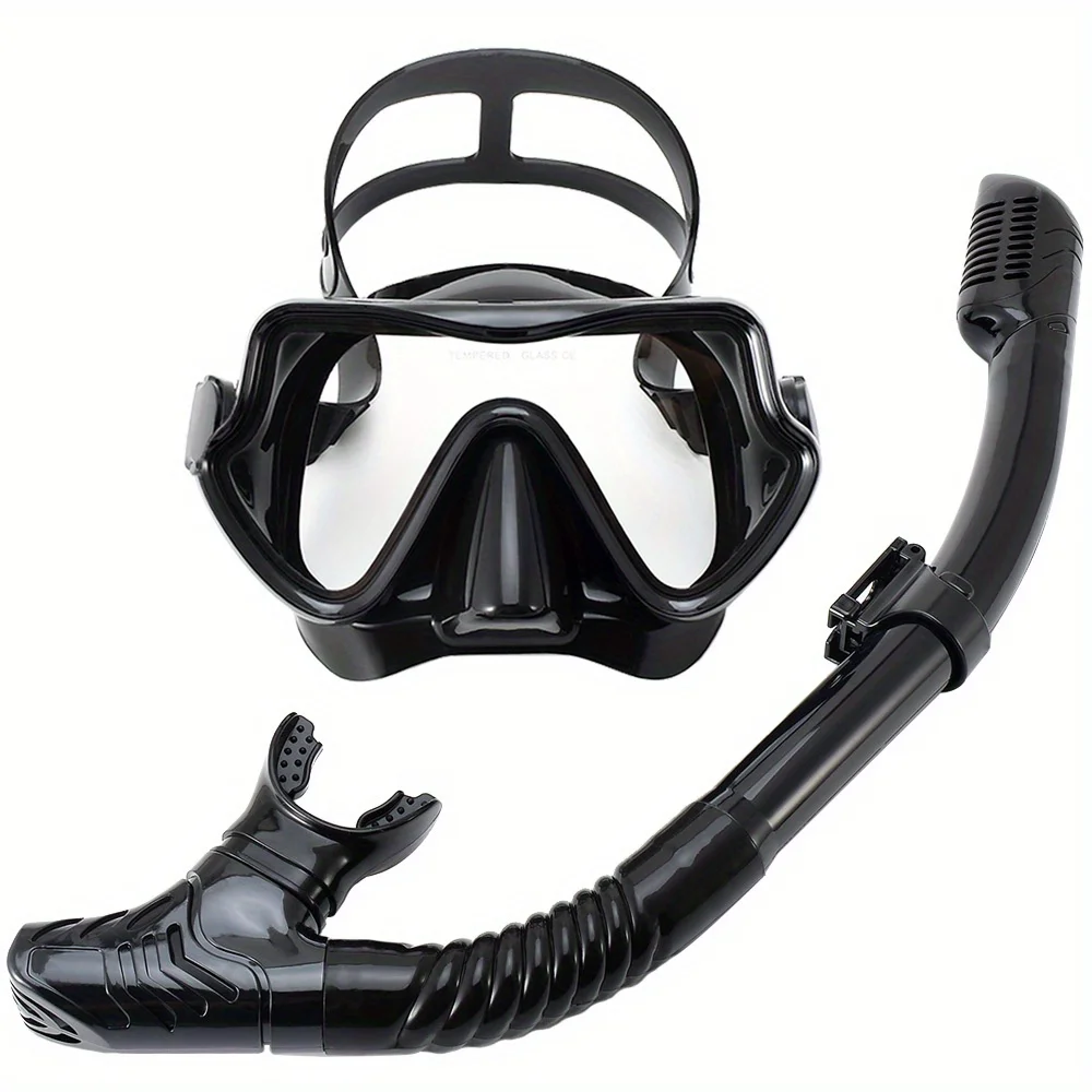 Diving Mask Snorkel Set For Adults Tempered Glass Professional Panoramic Scuba Snorkel Gear Swimming Training Snorkeling Kit