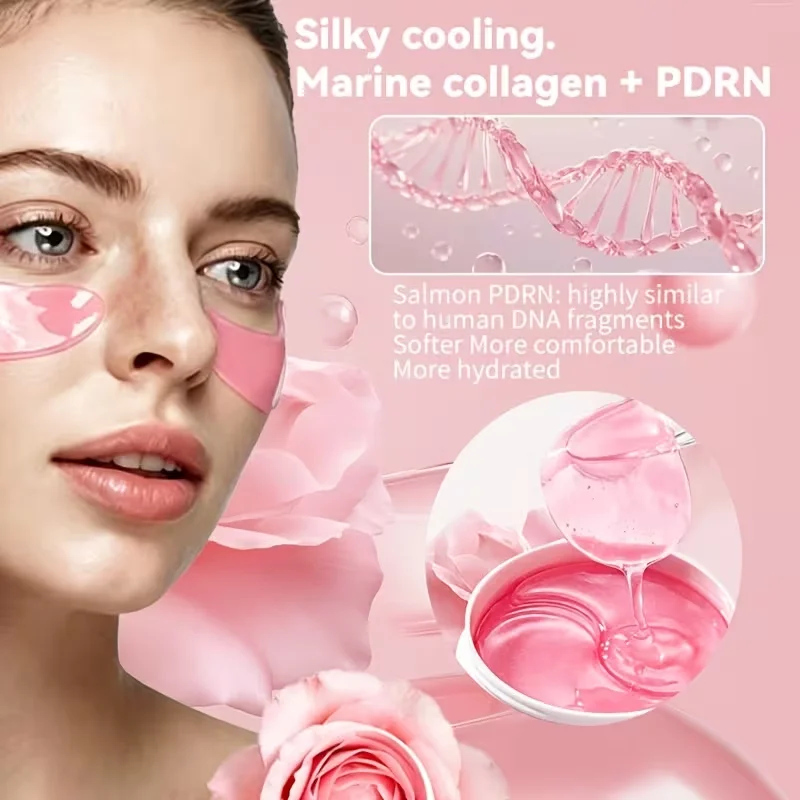 60 Pieces of Pn Pink Eye Patches/Eye Pads, Under-Eye Patches - Deeply Moisturizing, for a Refined Appearance, with a Powerful Hydrating and Cooling Experience, Gel Eye Patches Improve the Skin Around the Eyes, Suitable for All Skin Types, Unisex