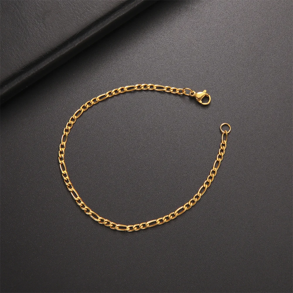 My Shape Fashion Cuban Chain Men Bracelet Stainless Steel 3/5/7/9mm Width Chain Bracelets Figaro Chain Wrist Jewelry Couple