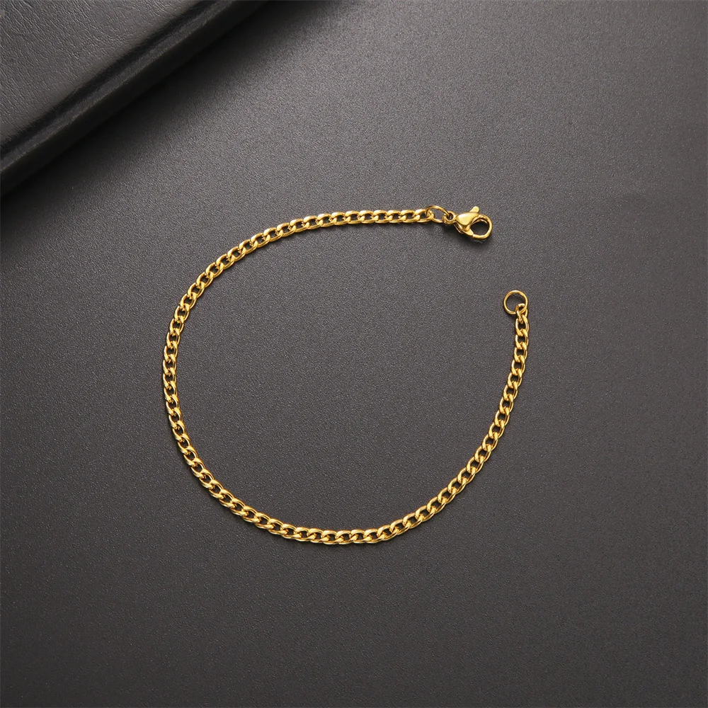 My Shape Fashion Cuban Chain Men Bracelet Stainless Steel 3/5/7/9mm Width Chain Bracelets Figaro Chain Wrist Jewelry Couple