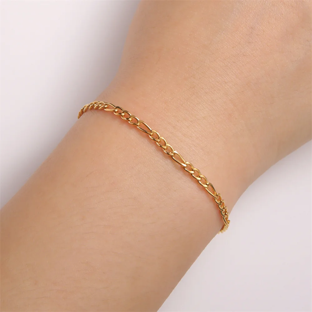 My Shape Fashion Cuban Chain Men Bracelet Stainless Steel 3/5/7/9mm Width Chain Bracelets Figaro Chain Wrist Jewelry Couple