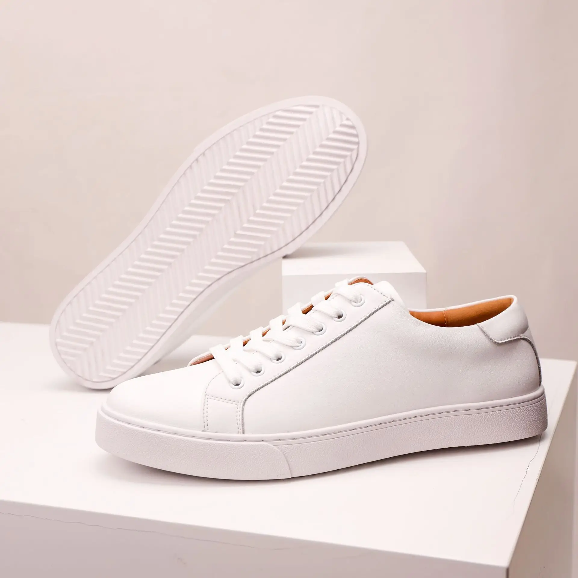 Mens Sneakers Genuine Leather Casual Outdoor Shoes Non-Slip Breathable Luxury Brand Footwear Top Quality Handmade White Shoe Men