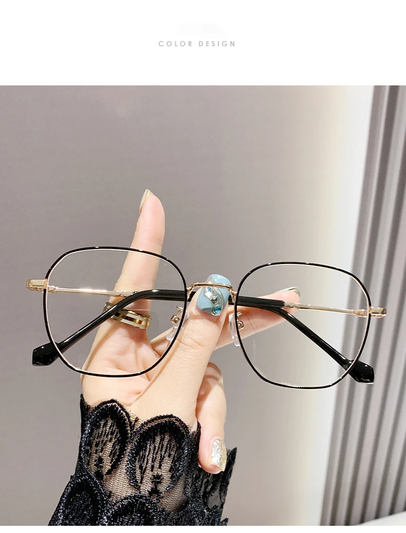 Photo-sensitive Intelligent Color-changing Glasses With Anti-blue Light Feature, Large Frame, Women's Nearsighted Glasses 9791