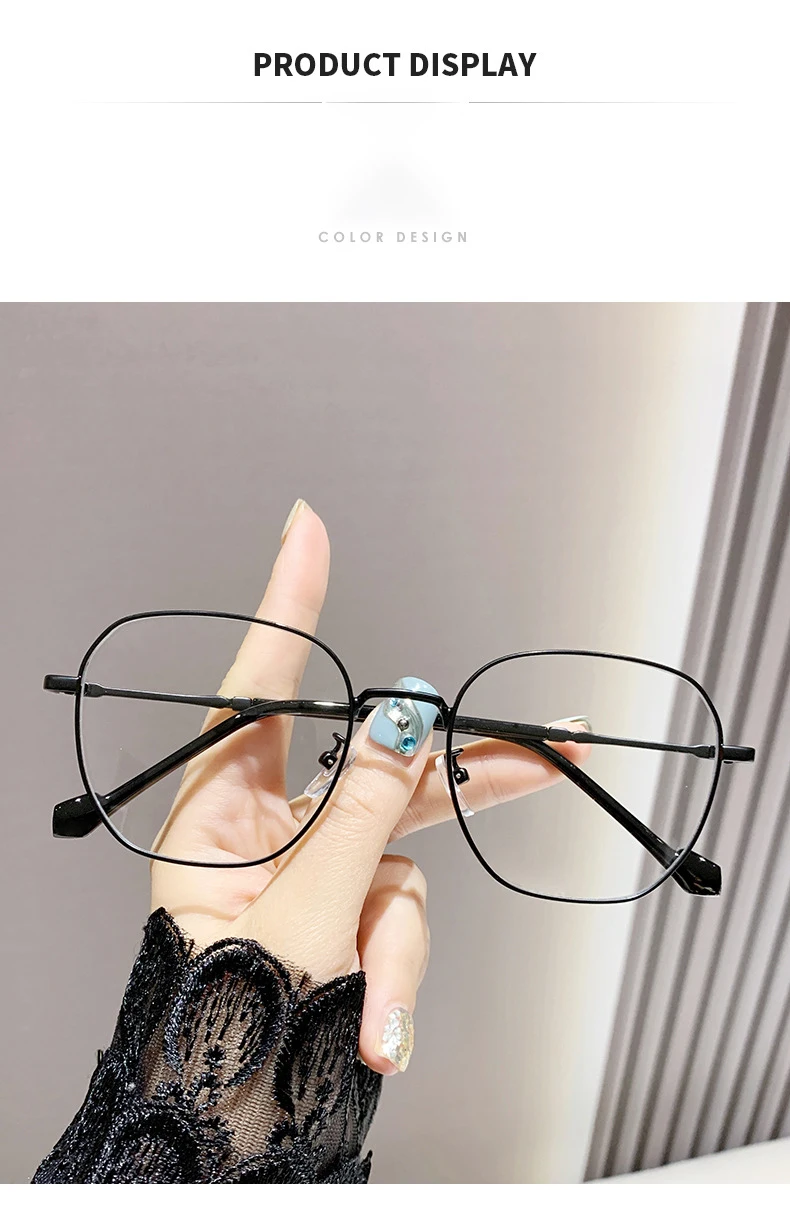 Photo-sensitive Intelligent Color-changing Glasses With Anti-blue Light Feature, Large Frame, Women's Nearsighted Glasses 9791