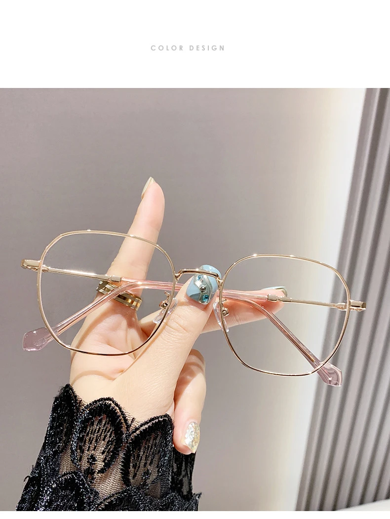 Photo-sensitive Intelligent Color-changing Glasses With Anti-blue Light Feature, Large Frame, Women's Nearsighted Glasses 9791