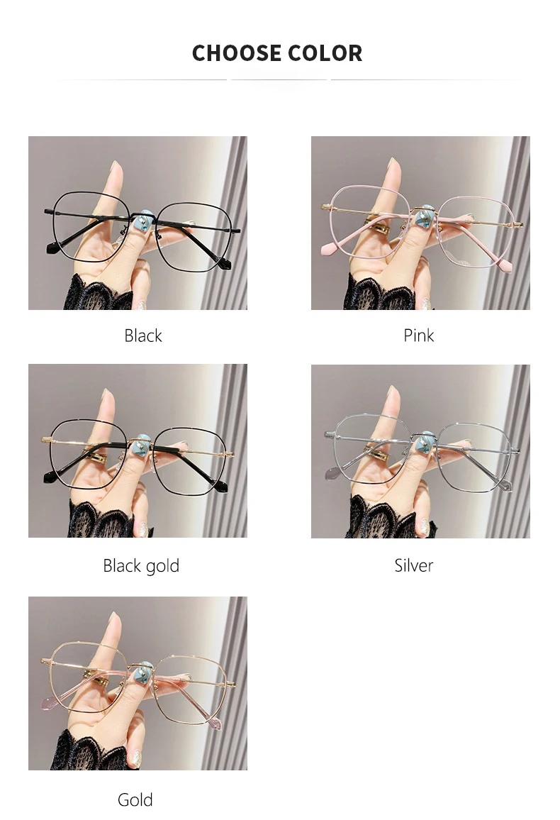 Photo-sensitive Intelligent Color-changing Glasses With Anti-blue Light Feature, Large Frame, Women's Nearsighted Glasses 9791