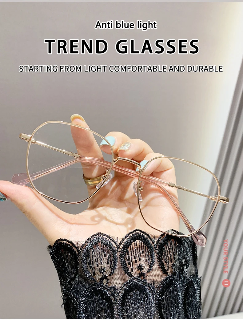 Photo-sensitive Intelligent Color-changing Glasses With Anti-blue Light Feature, Large Frame, Women's Nearsighted Glasses 9791