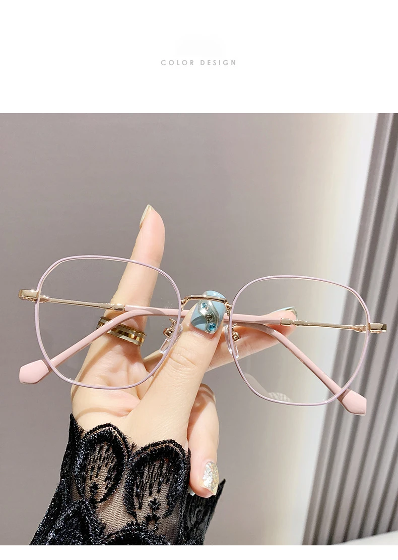 Photo-sensitive Intelligent Color-changing Glasses With Anti-blue Light Feature, Large Frame, Women's Nearsighted Glasses 9791